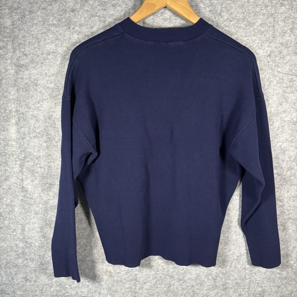$265 Sandro Paris Smile Pullover Sweater Size 1 Women Small Navy Green - Picture 3 of 6